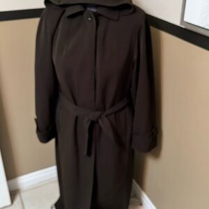 VTG chocolate brown trench coat gallery 10 detachable hood classic